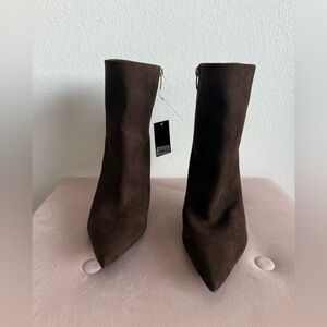 Nine West Brown Suede Pointed Toe Stiletto Ankle Boots Women’s Sz(10)